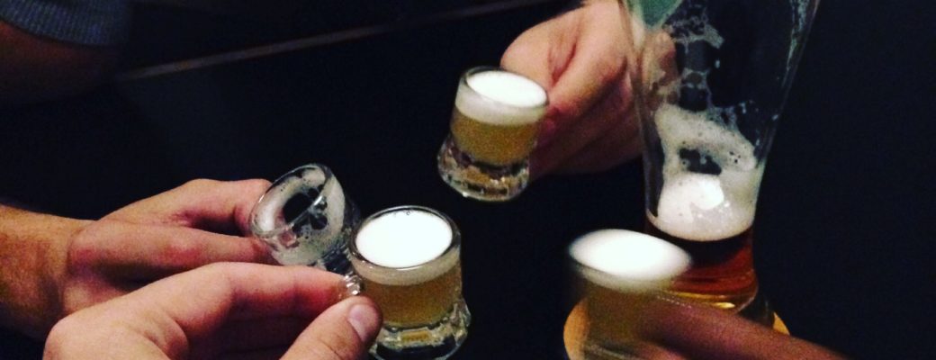 Enjoying drinks at Vinohradsky Parlament, Life in Prague